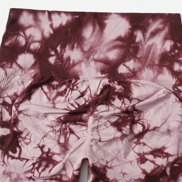 Trendy Seamless Tie Dye Top-stitching Wideband Waist Sports Leggings *NEW* - Picture 5 of 5